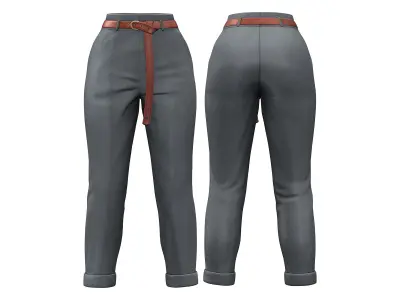 Black Top Gray Pants Elegant Casual Outfit Low-poly 3D model