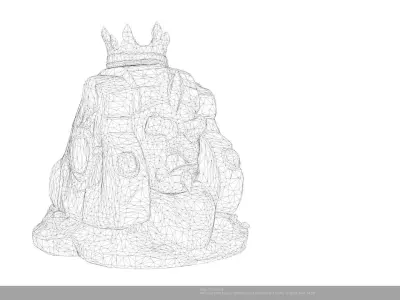 Stylized  Ancient Stone King - Fantasy Statue - AI Low-poly 3D model