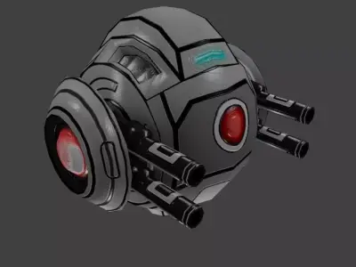 Sci-fi Low poly Sphere Robot Turret Low-poly 3D model