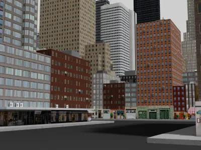 City Downtown Skyscraper Low-poly 3D model