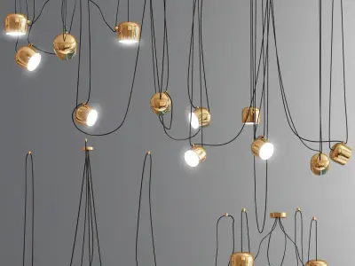 Aim pointed lighting set Gold 3D model
