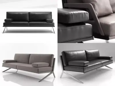 DS-60 modern sofa made of leather and stainless steel 3D model