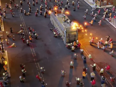 Zombie Apocalypse Lego Scene 3D model