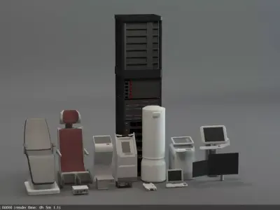 tech sci-fi props Low-poly 3D model