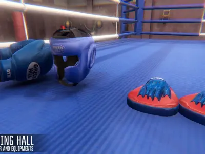 Boxing hall - interior and equipments Low-poly 3D model