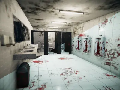 Public Bathroom Clean BloodDirt Low-poly 3D model