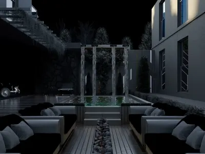 Modern Backyard Landscape Design Realistic Render - 2022 3D model