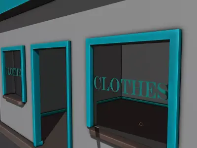 Low Poly Open and Enterable Clothes Shop Clear Windows  Free low-poly 3D model