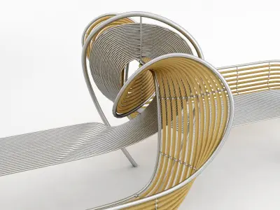 bench and table 3D model