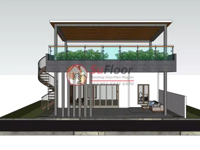 House 12x16m code 600 - Sketchup 3D model 3D model 3D model