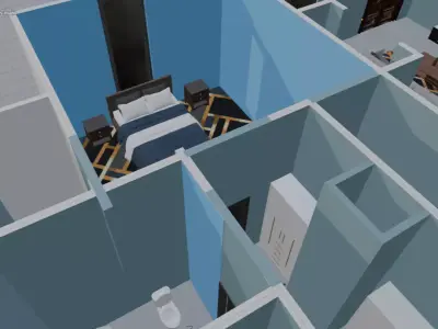 house whit open interior  3D model