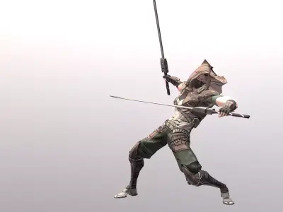 Scifi Warrior Double Slash Sword fbx png 3D model