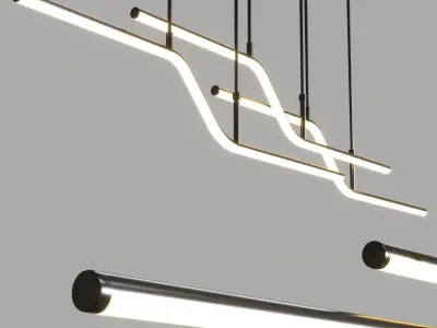 LED Pendant Light Kitchen Island Light Modern Black Gold Low-poly 3D model