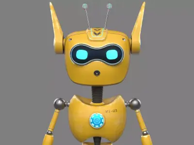 3D Robotic Character ROBO CAT WITHOUT RIG Low-poly 3D model