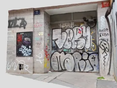Street Corner House Entrance with Graffiti 3D model