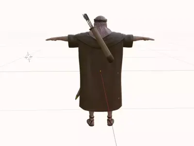 Majestic Arabian Warrior  High-Resolution 3D Model in T-Pose Low-poly 3D model