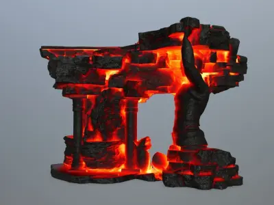 lava temple Low-poly 3D model