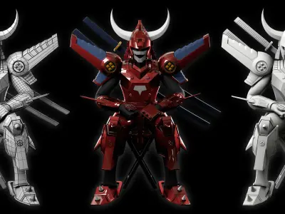 Magic Knight Rayearth Mecha Warriors  Anime Character Blaze 3D model