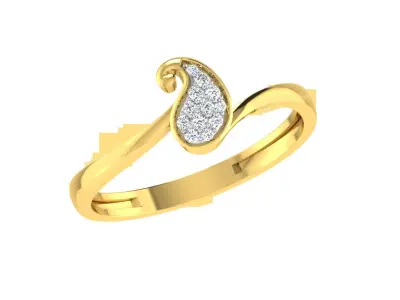 Solitaire Women Engagement Band Ring 3D print model 4
