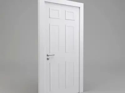 White Panel Door Low-poly 3D model