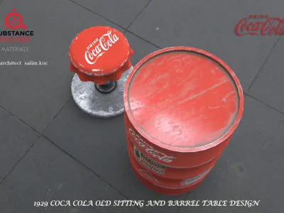  COCA COLA OLD SITTING AND BARREL TABLE DESIGN Low-poly 3D model