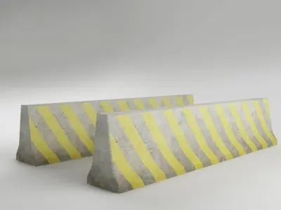Traffic concrete barrier 03 Low-poly 3D model