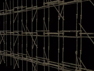 Wooden scaffold tileable set Low-poly 3D model