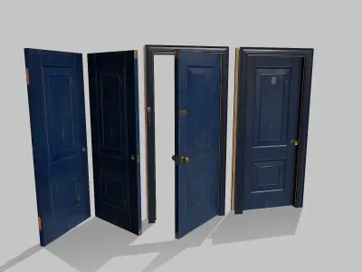 Door blue 02 Low-poly 3D model