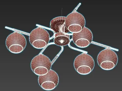 de-markt-gamburg-605014606 six light brass ceiling fixture wi... 3D model