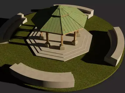 Park Bench and Sunsetshade Set 3D model