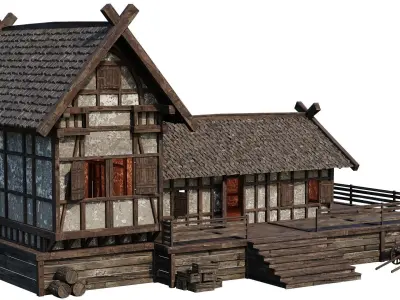 Old Medieval Building House 4K Textures GameReady 66 Low-poly 3D model