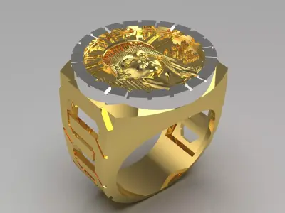 Statue of Liberty gold man ring mr0143 3D print model