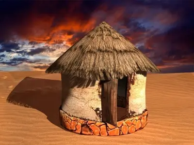 old african house Low-poly 3D model