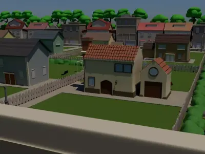 Neighborhood Low-poly 3D model