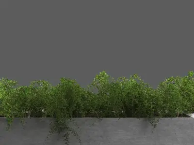 bench349 concrete bench with plants in it 3D model