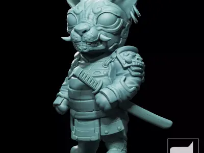 Cat Samurai  3D print model