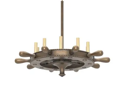 English Ship Wheel Chandelier PBR 3D model
