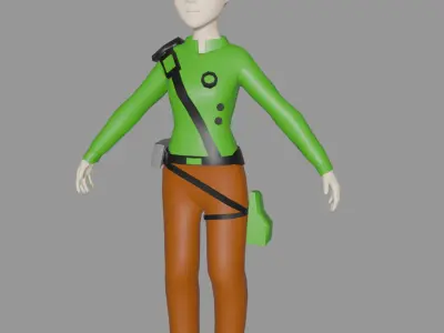 low poly female character Low-poly 3D model