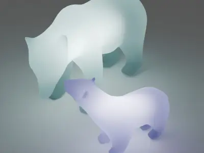 Indirect lighting of a polar bear parent and child 3D model