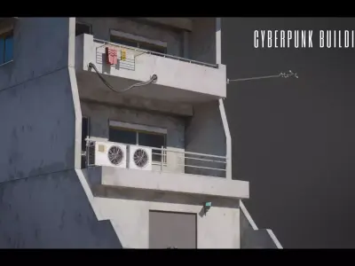 Dystopian Cyberpunk Building 10 Low-poly 3D model