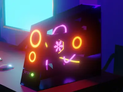 Stylized Neon Room - 3D Isometric Model Free 3D model