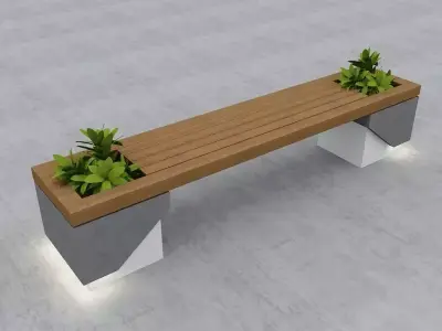 Modern Bench Street and Garden 7 3D model