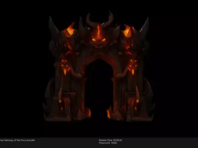 Low Poly Stylized Infernal Gateway of the Fire Lord Low-poly 3D model