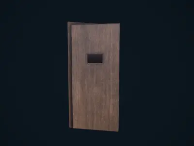 Wooden Door Low-poly 3D model 14