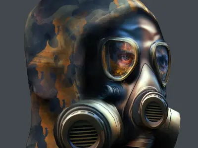 Gas mask helmet 3d model military combat Low-poly Low-poly 3D model