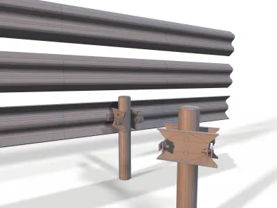 Modular Highway Fencing Low-poly 3D model