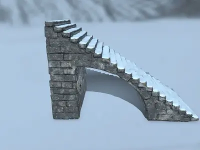 stairs set of in snow Low-poly 3D model