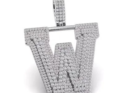Alphabet Latter W Diamond Pendent 3D print model