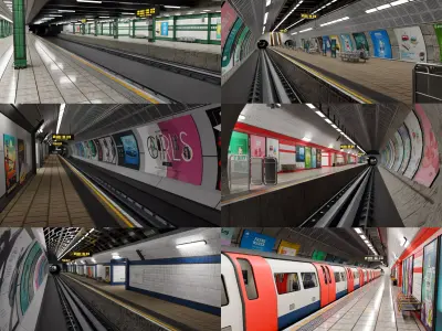 5 underground stations and trian 3D model