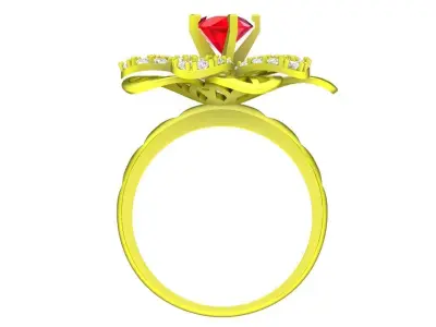 Elegant Floral Halo Diamond Ring 3D Model  4471 3D print model